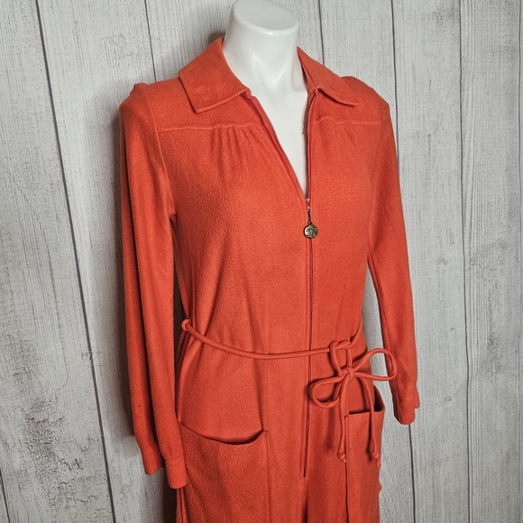 Vintage 70s Groovy Miss Elaine Orange Wide Leg Jumpsuit - Picture 3 of 9